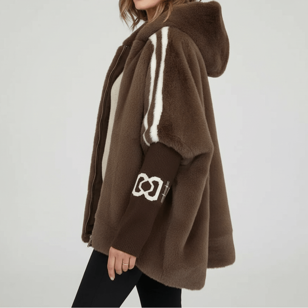 Roxanne | Oversized Hooded Faux Fur Zip-Up Winter Jacket for Cold-Weather