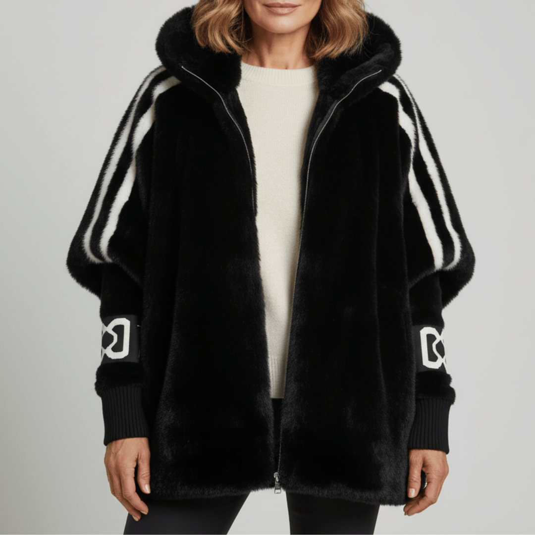 Roxanne | Oversized Hooded Faux Fur Zip-Up Winter Jacket for Cold-Weather