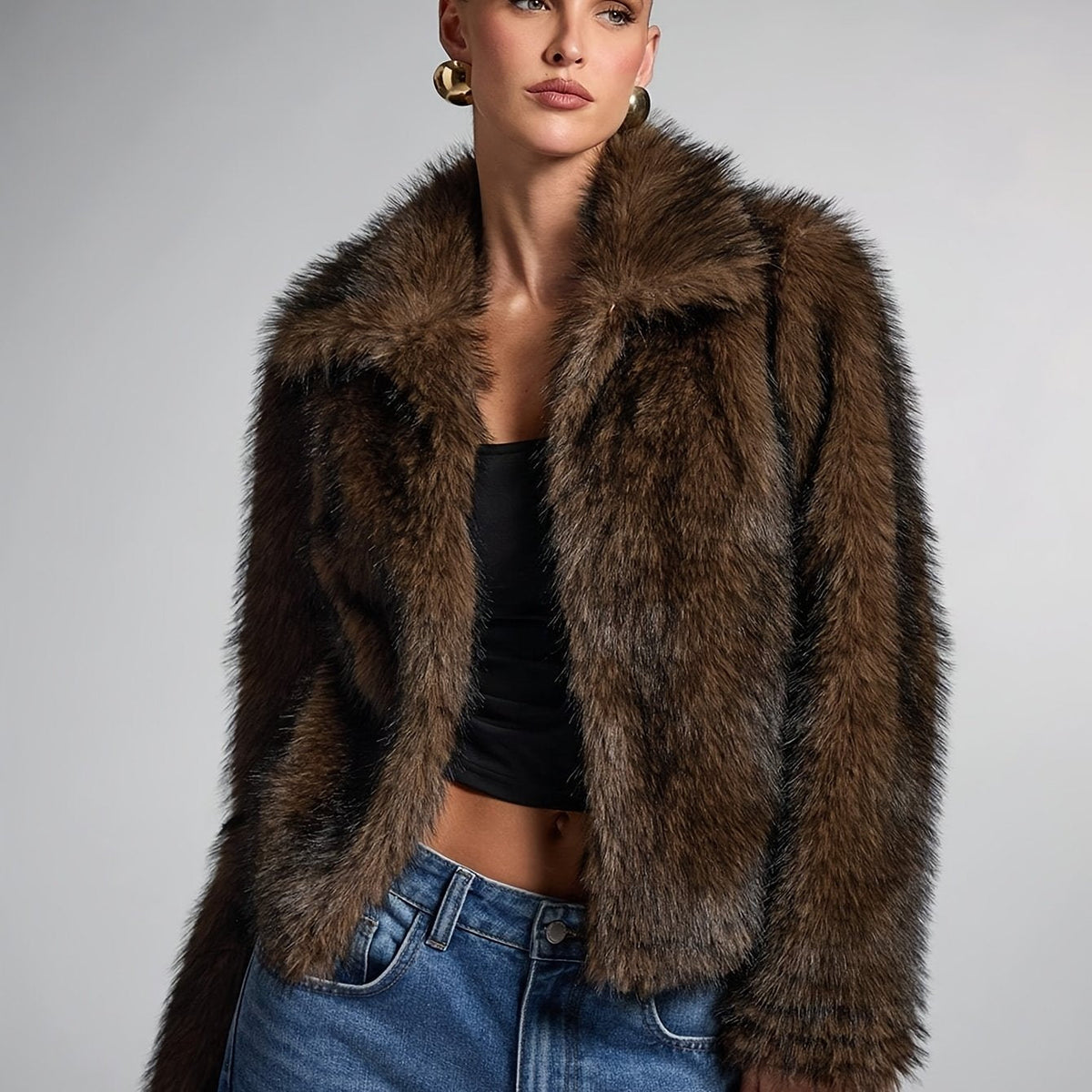 Elara | Women’s Cropped Faux Fur Coat for Winter