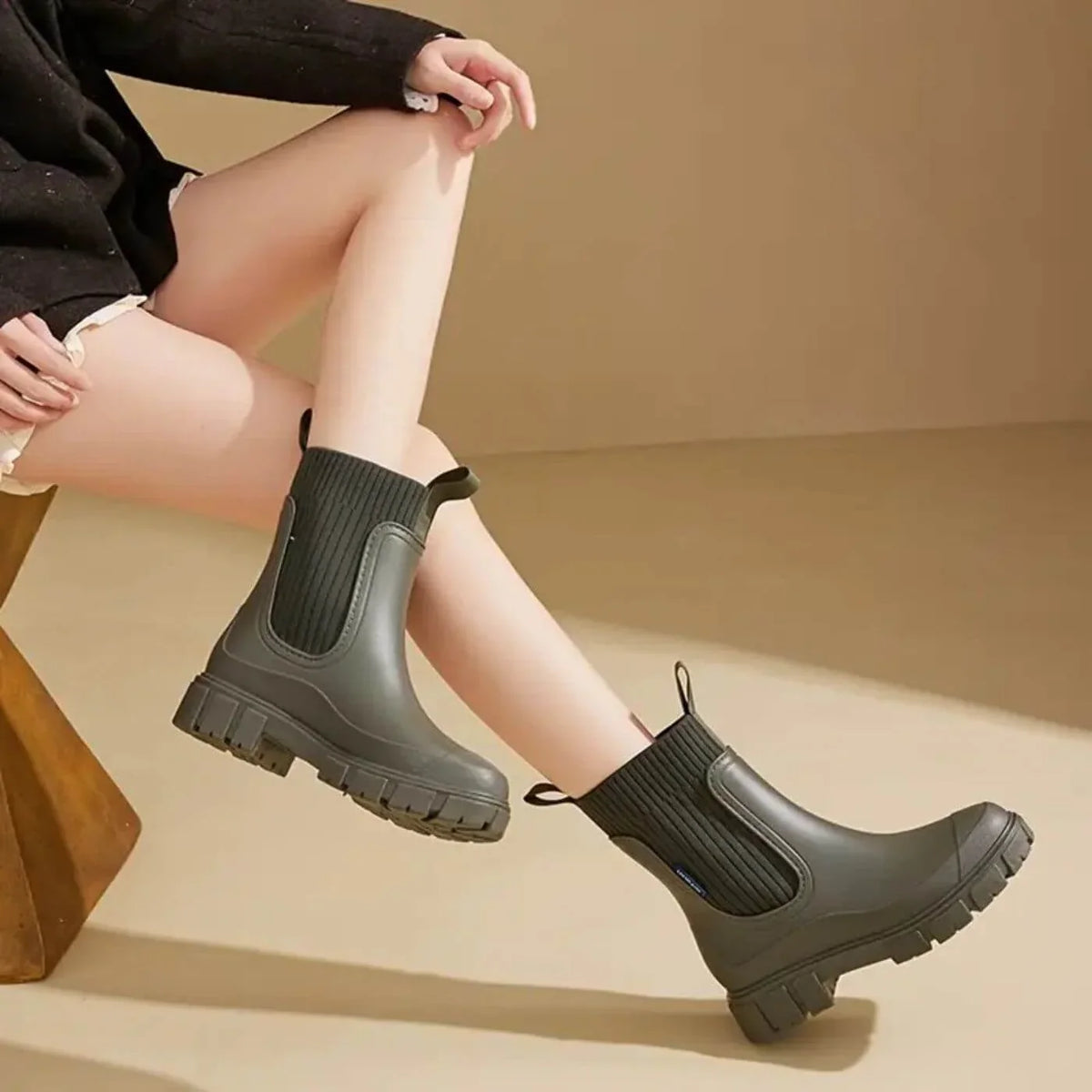 Skye | Cosy Ribbed Cuff Ankle Boots