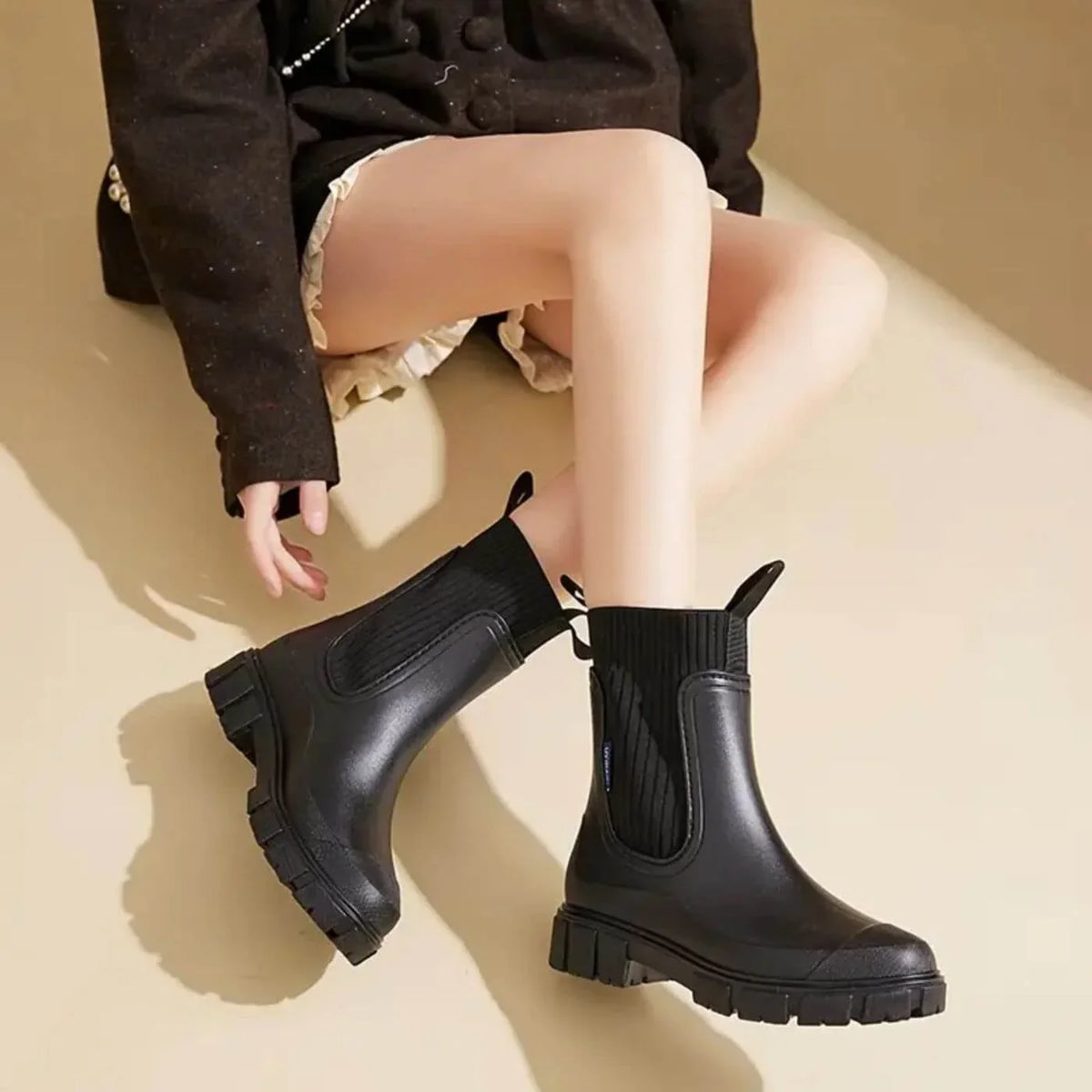 Skye | Cosy Ribbed Cuff Ankle Boots