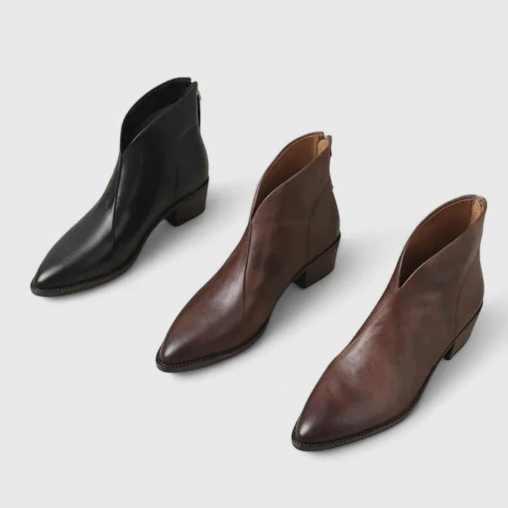 Hazel | Elegant V-Cut Side Ankle Boots
