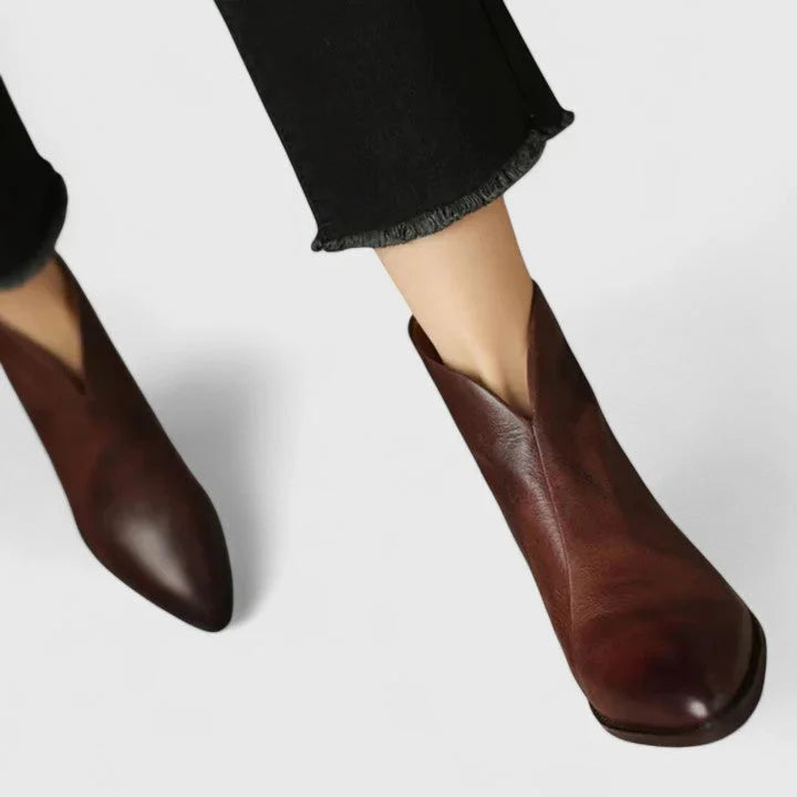 Hazel | Elegant V-Cut Side Ankle Boots