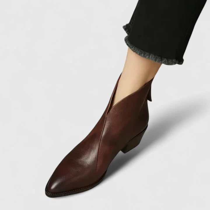 Hazel | Elegant V-Cut Side Ankle Boots
