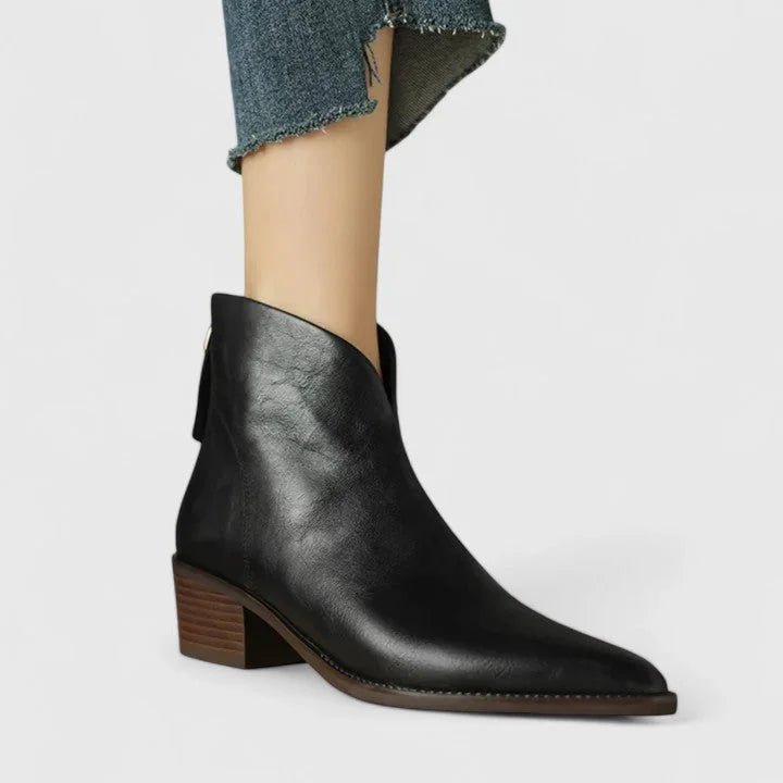 Hazel | Elegant V-Cut Side Ankle Boots