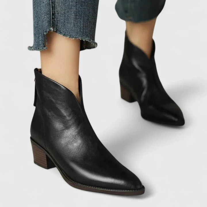 Hazel | Elegant V-Cut Side Ankle Boots