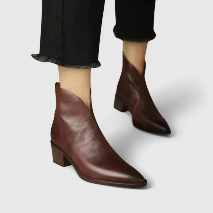 Hazel | Elegant V-Cut Side Ankle Boots