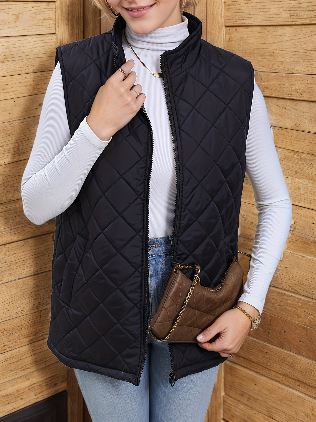 Lowri | Longline Quilted Zip-Up Gilet
