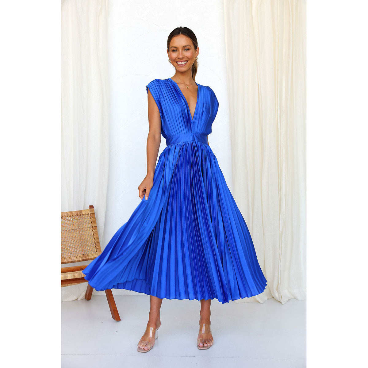 Eloise | V-Neck Pleated Women's Party Dress