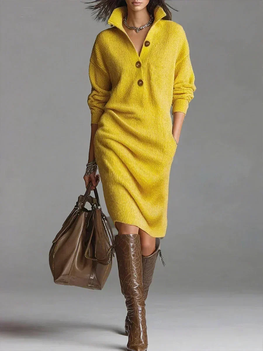 Ursuline | Collared Button Women's Sweater Dress for Winter
