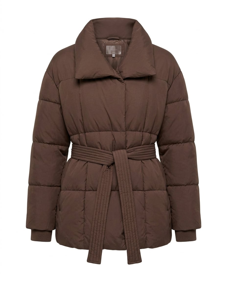 Freya | Fold-Over Collar Knitted-Belt Women's Quilted Jacket for Winter