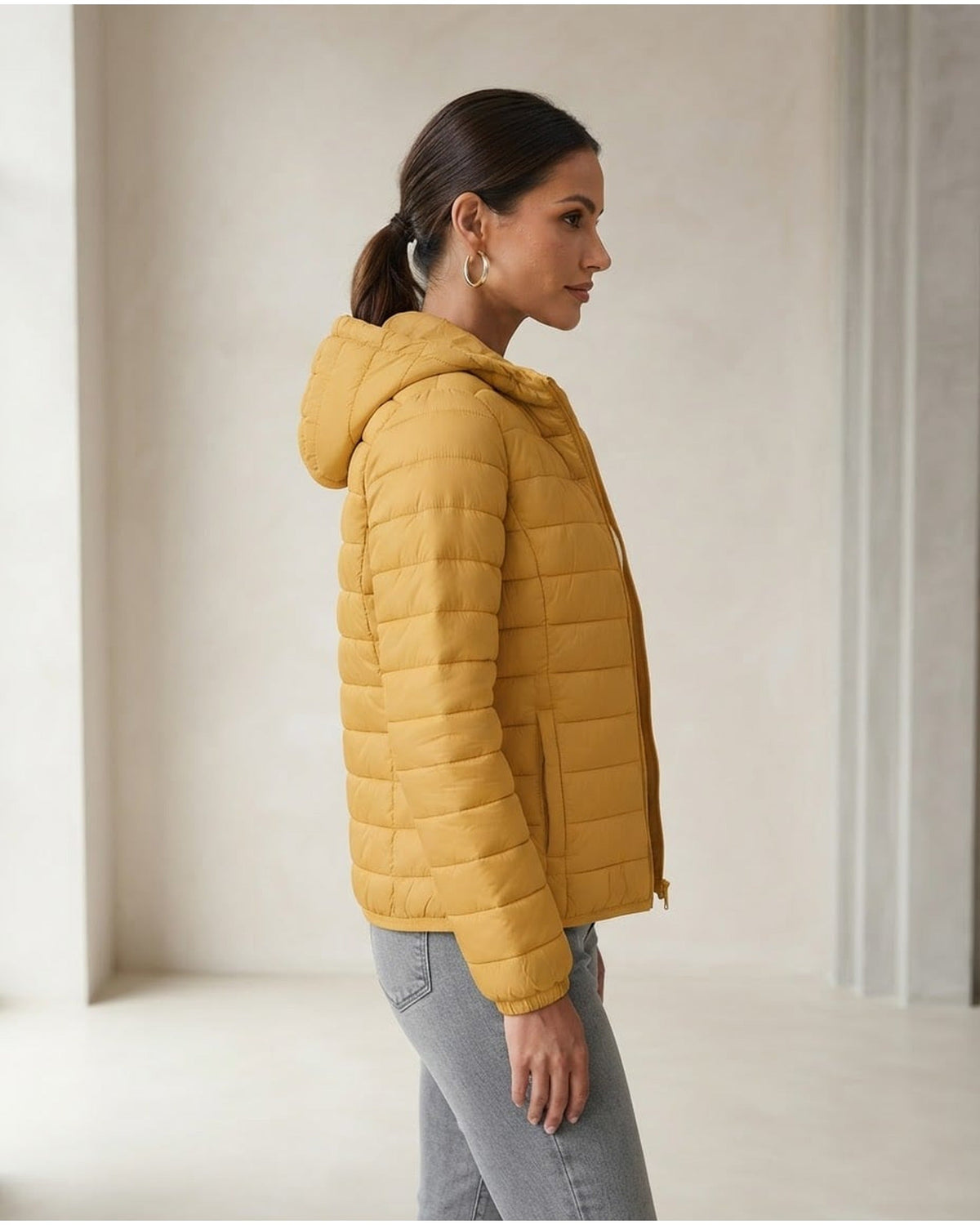 Beatrix | Mustard Hooded Women's Quilted Jacket for Winter