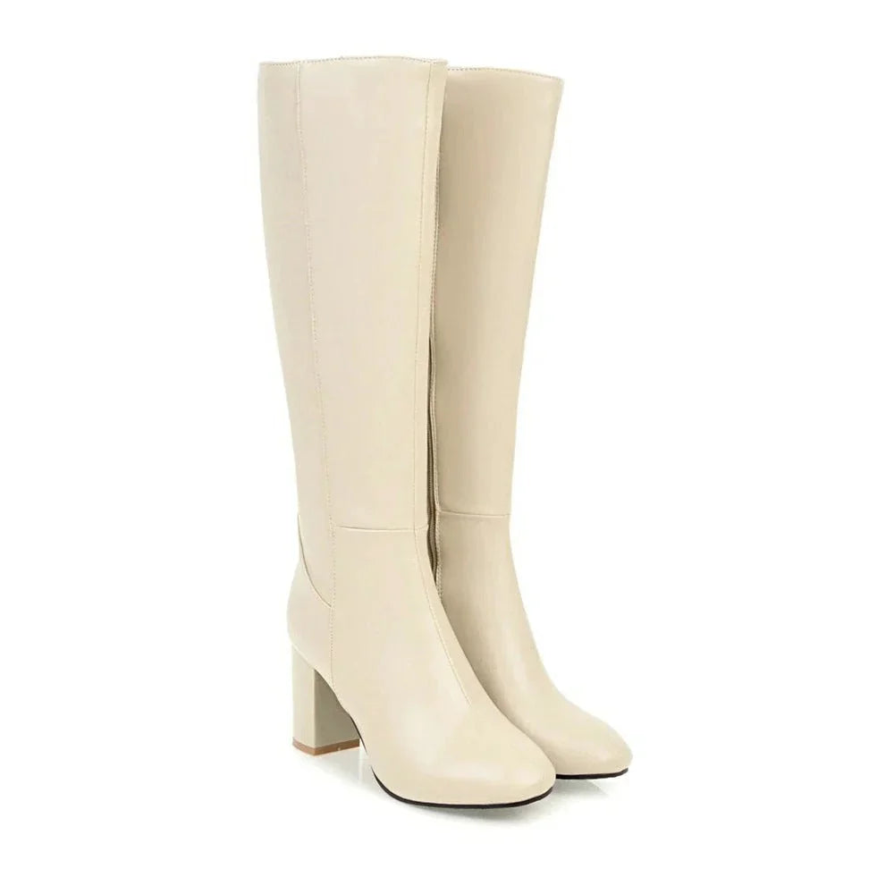Priya | Square-Toe Women Knee High Boots for Winter