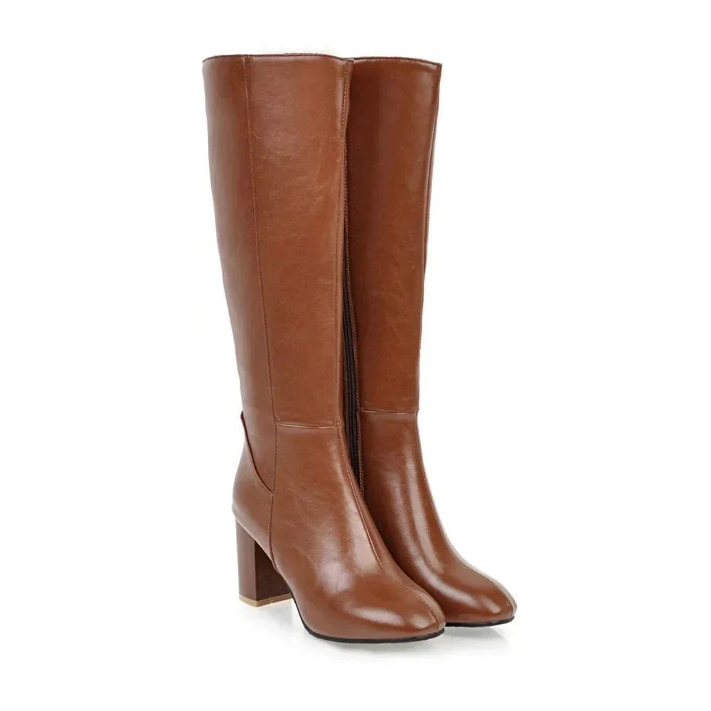 Priya | Square-Toe Women Knee High Boots for Winter