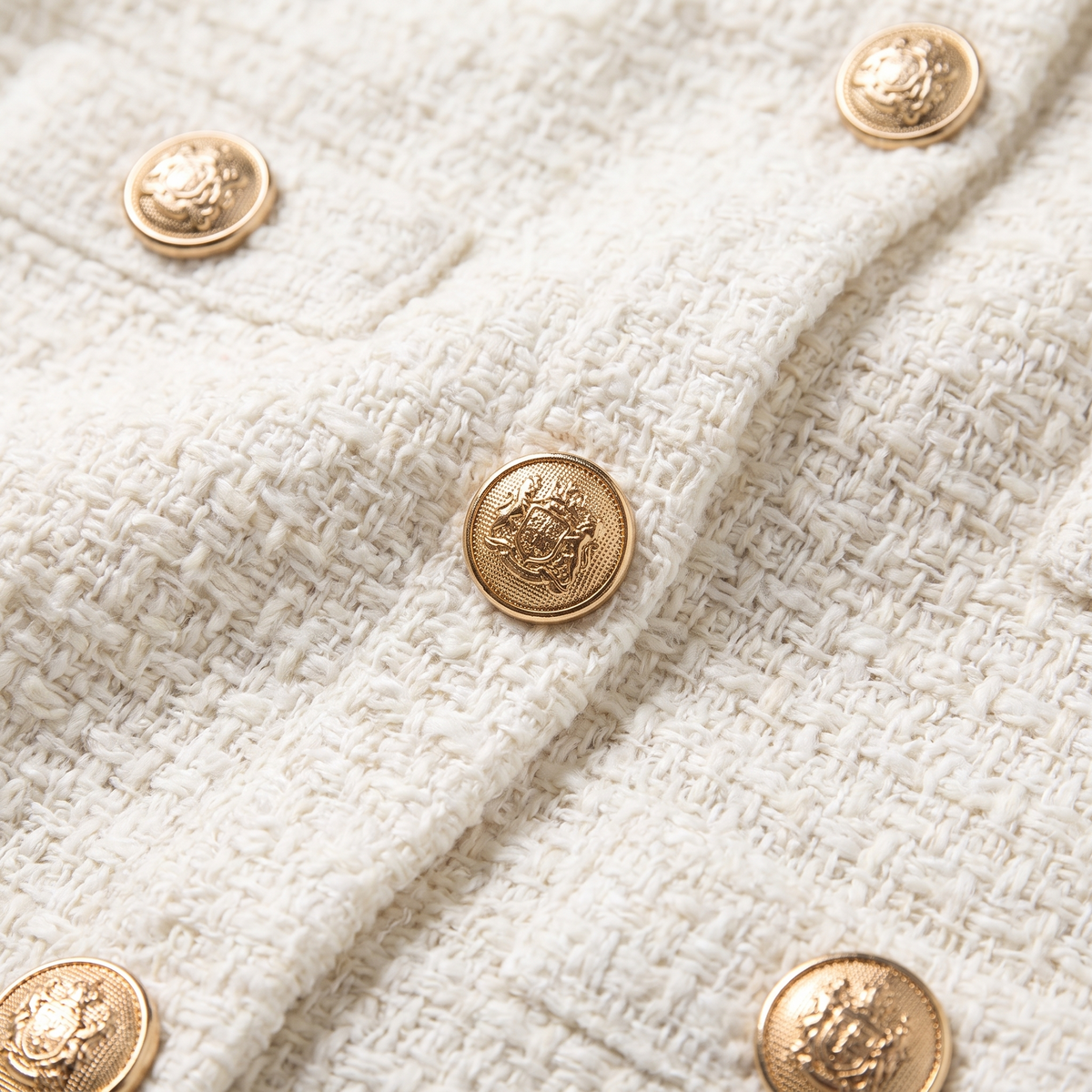 Lilibet | Gold-Button Tweed Women's Midi Dress