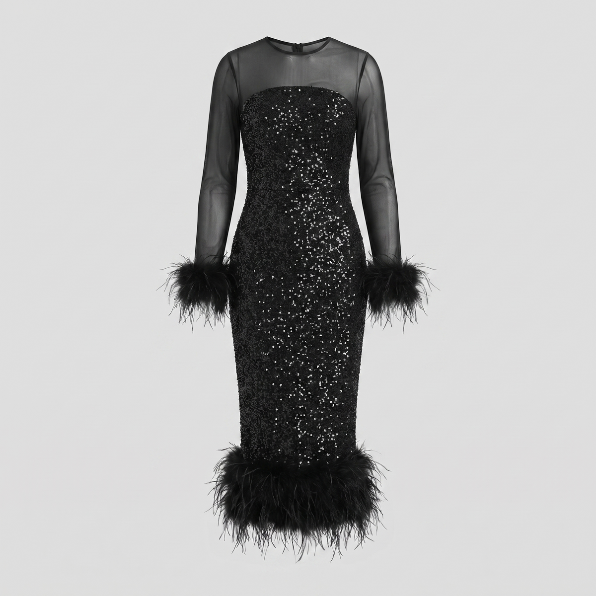 Oriana | Sequin Feather-Trim Women's Party Dress