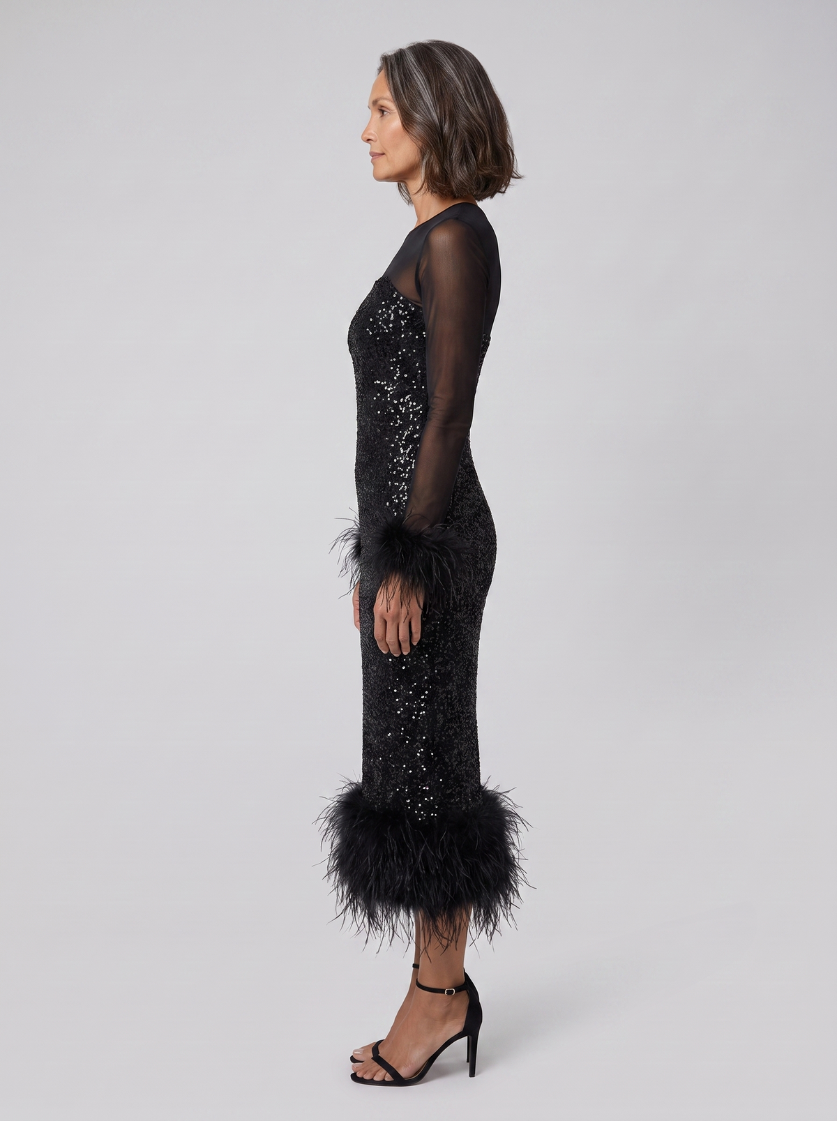 Oriana | Sequin Feather-Trim Women's Party Dress
