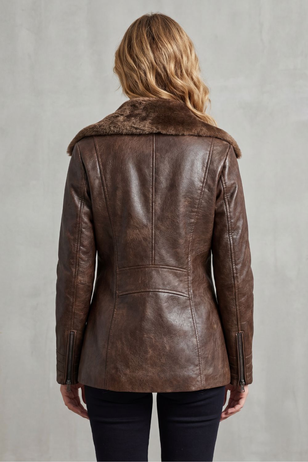 Orlaith | Shearling-Collar Faux Leather Jacket for Winter