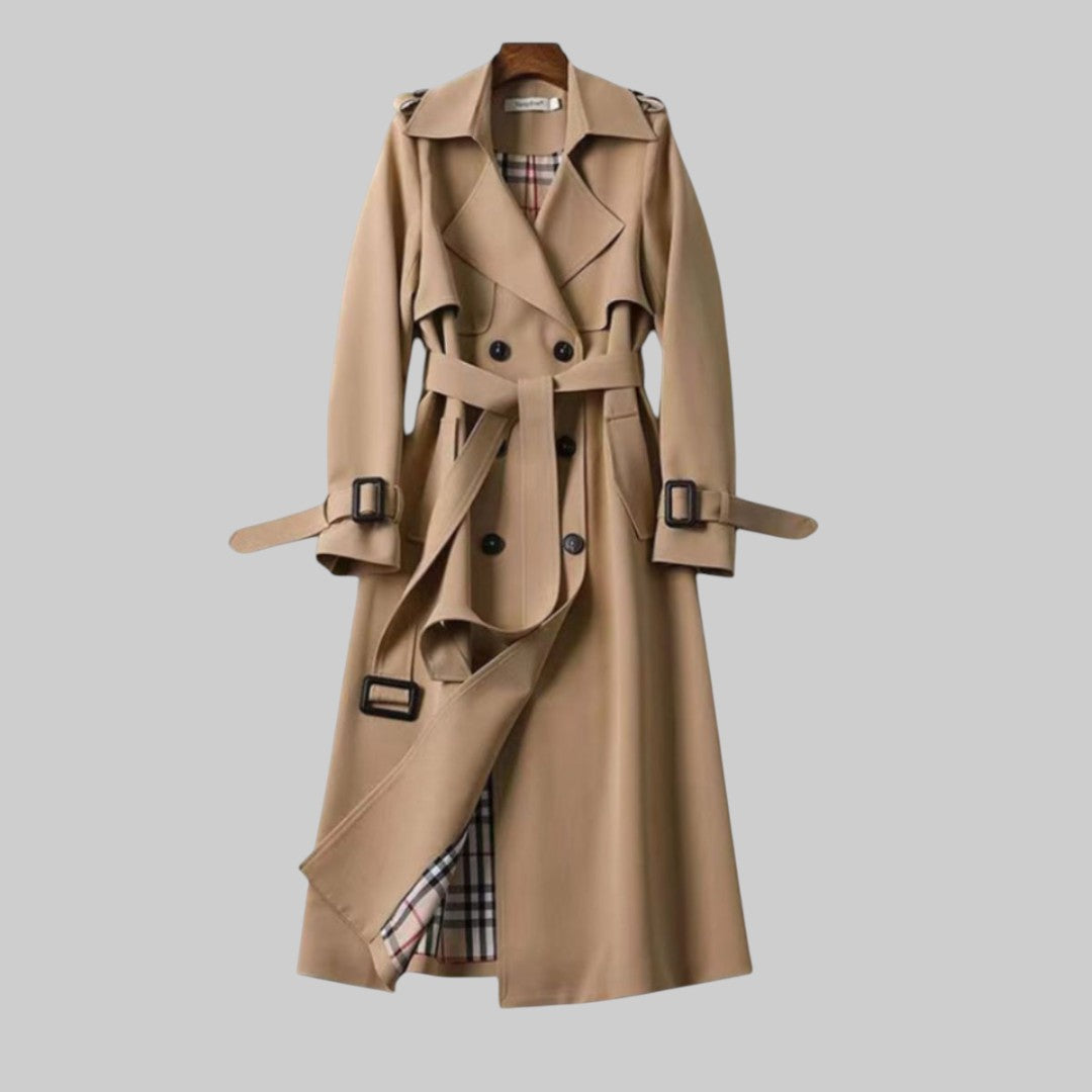 Philippa | Double-Breasted Trench Coat, Belted Long Fit for Winter
