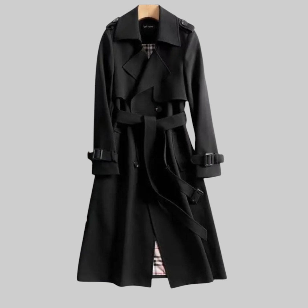 Philippa | Double-Breasted Trench Coat, Belted Long Fit for Winter
