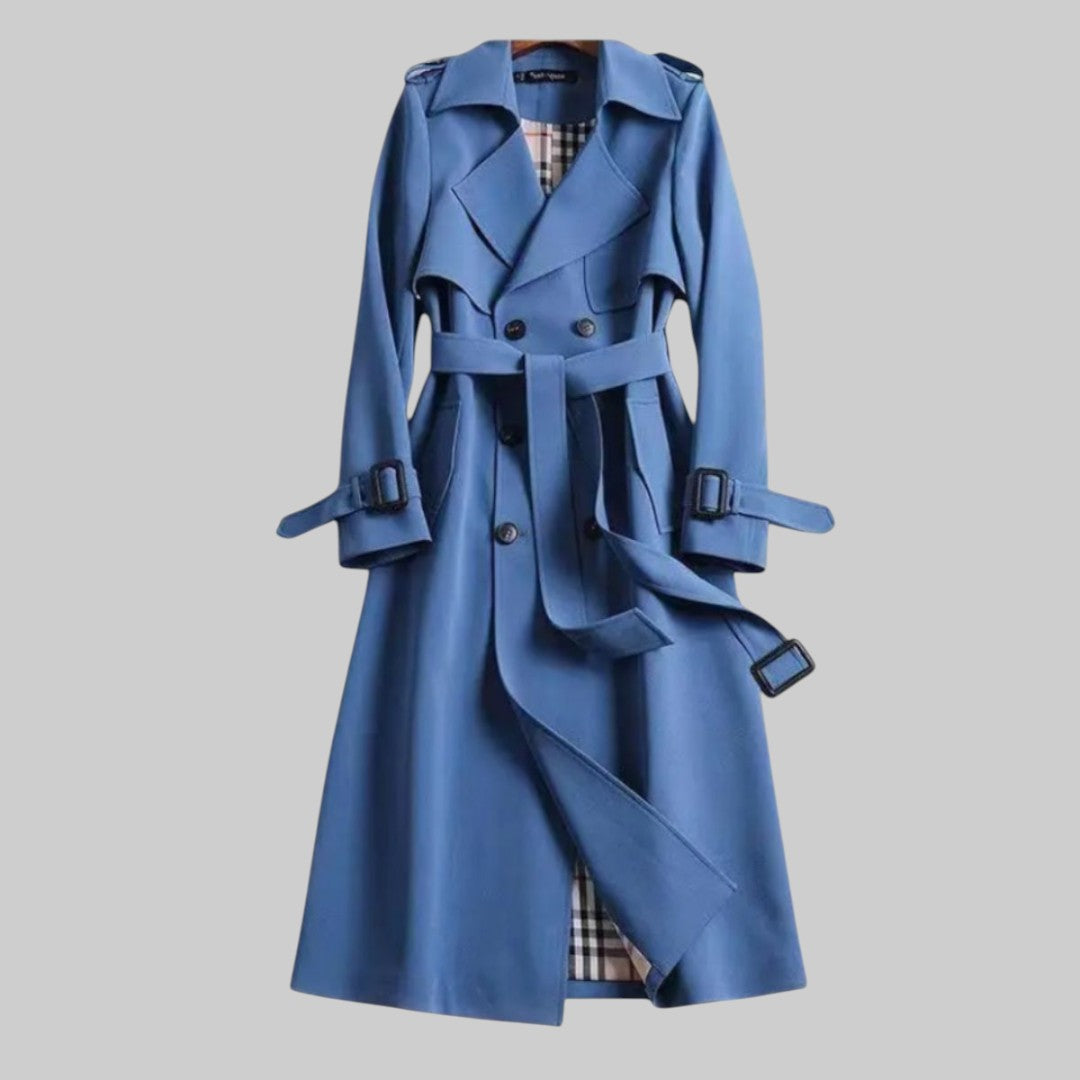 Philippa | Double-Breasted Trench Coat, Belted Long Fit for Winter