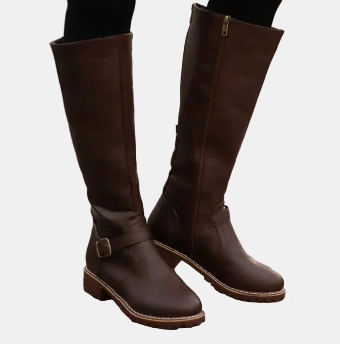 Mirela | Buckle-Strap Riding Women Knee High Boots for Winter