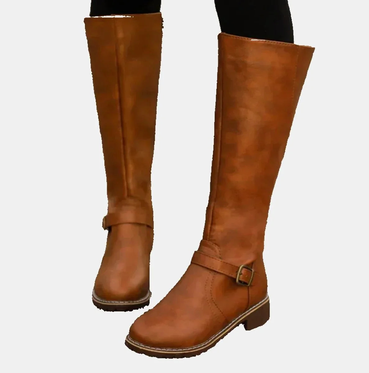 Mirela | Buckle-Strap Riding Women Knee High Boots for Winter