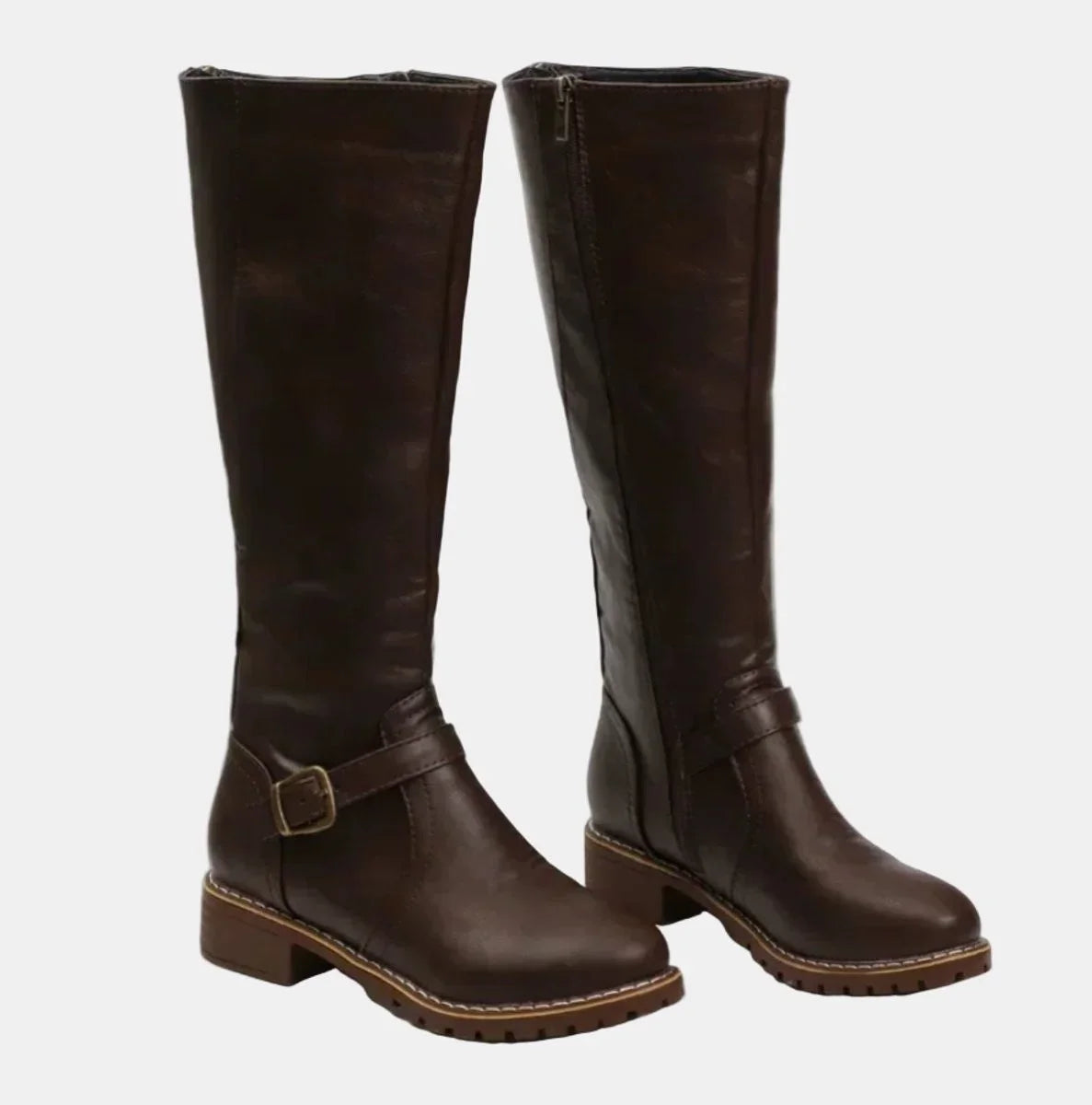 Mirela | Buckle-Strap Riding Women Knee High Boots for Winter