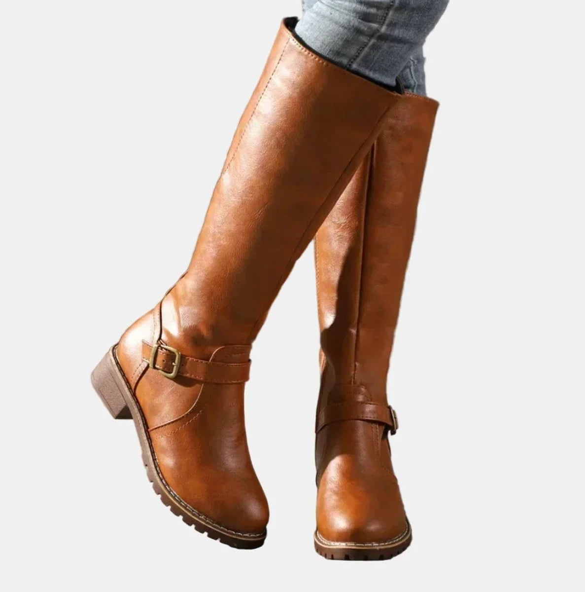 Mirela | Buckle-Strap Riding Women Knee High Boots for Winter