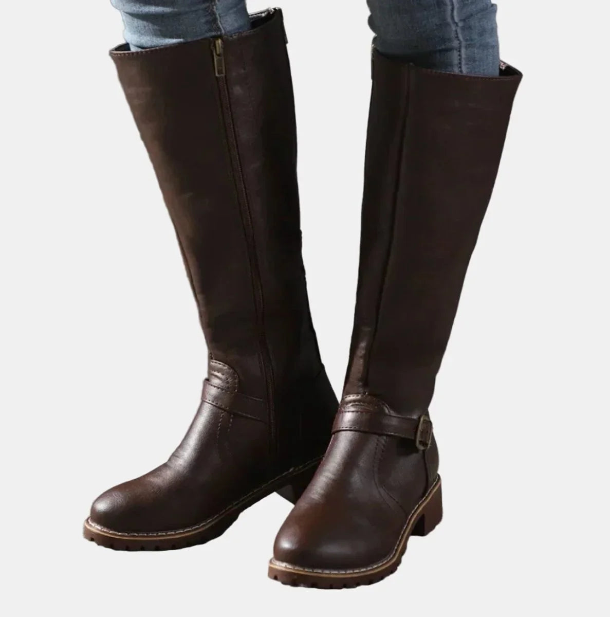 Mirela | Buckle-Strap Riding Women Knee High Boots for Winter