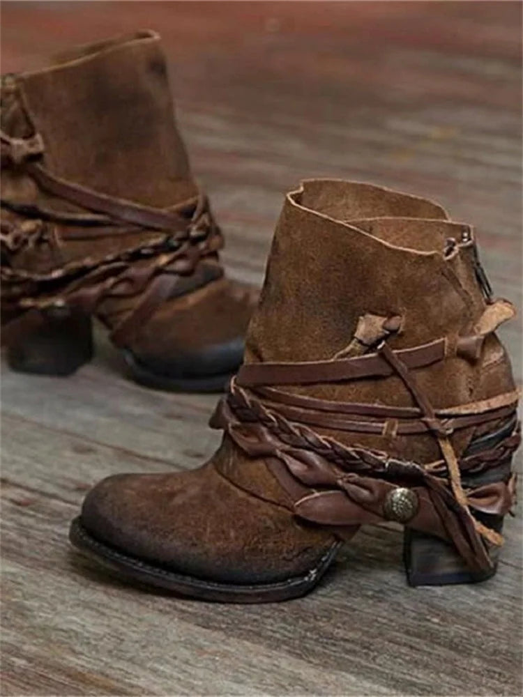 Quincy | Western Braided Ankle Boots