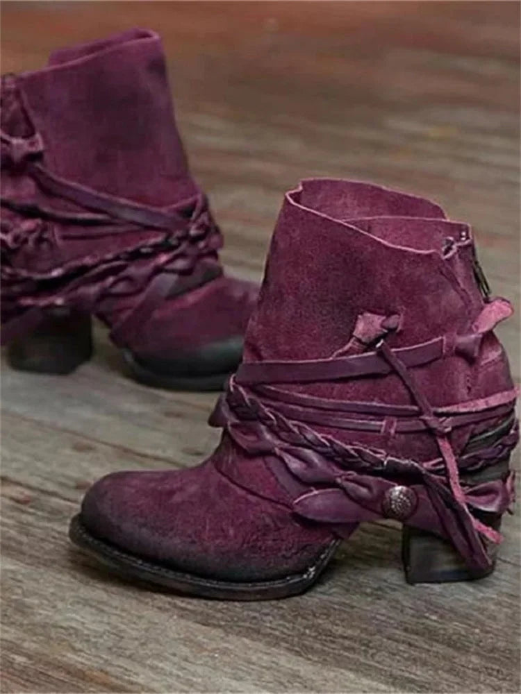 Quincy | Western Braided Ankle Boots
