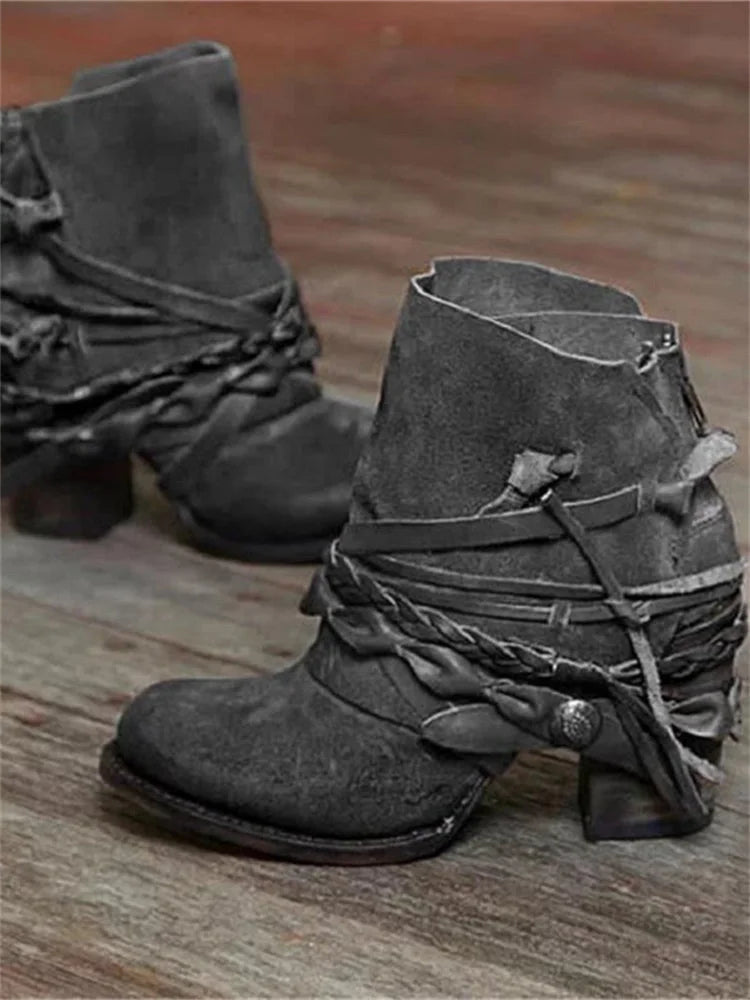 Quincy | Western Braided Ankle Boots