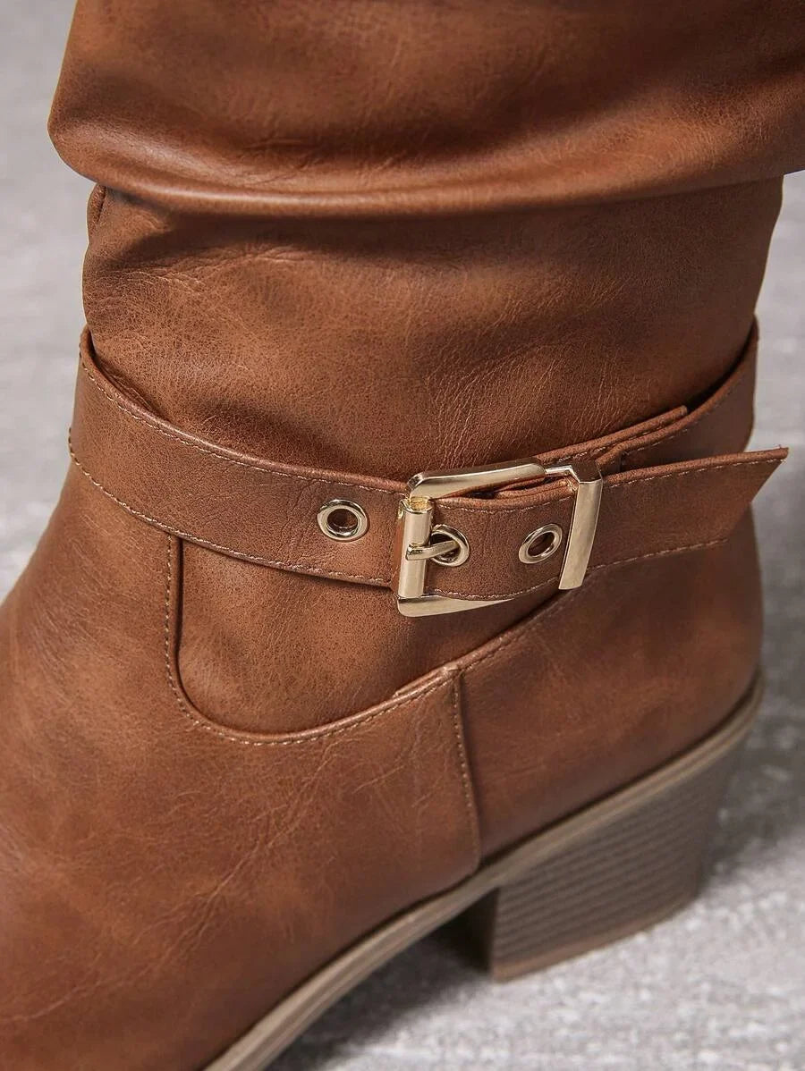 Ottoline | Double-Buckle Women Knee High Boots for Winter