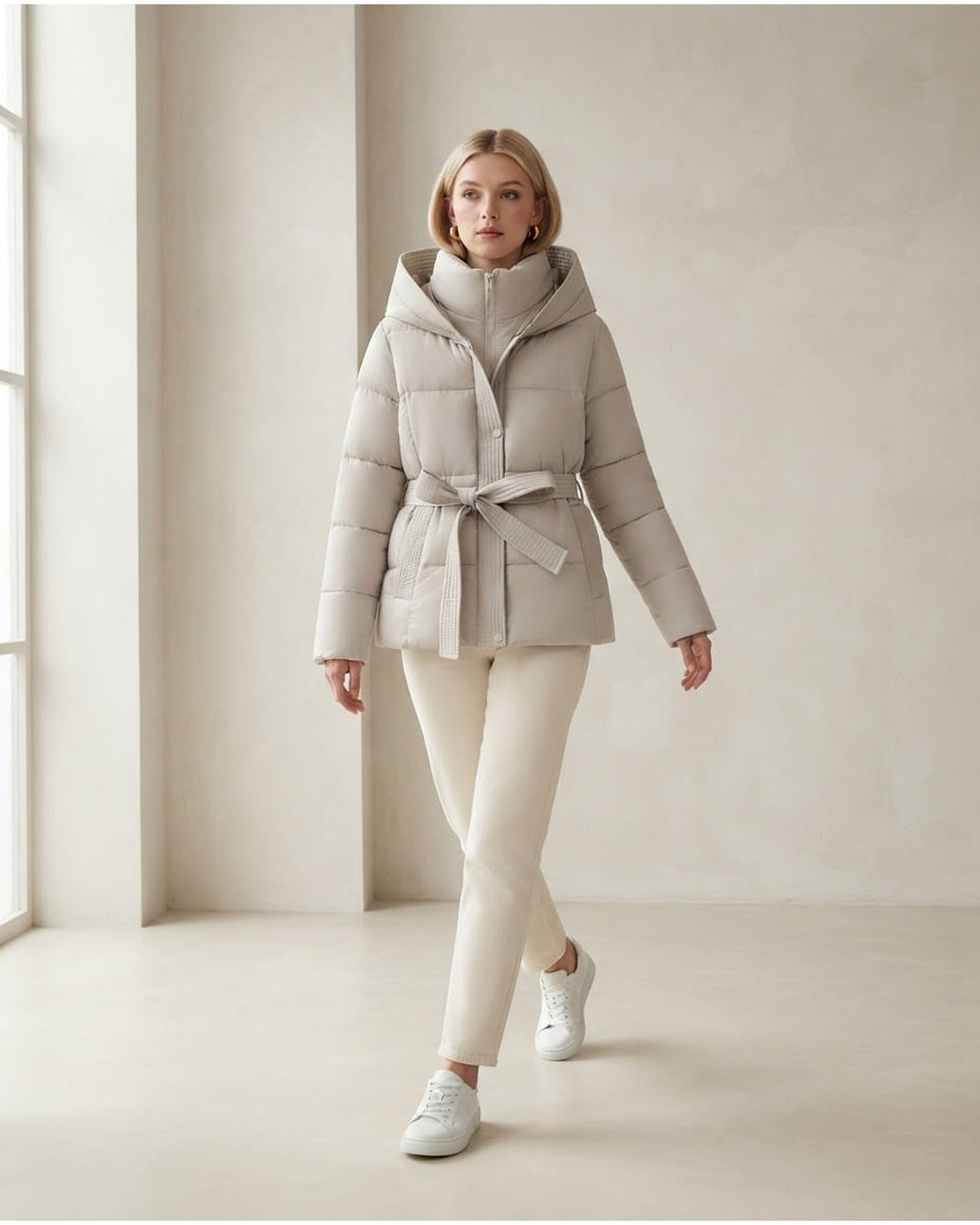 Eloise | Hooded Knit-Trim Women's Quilted Jacket for Winter