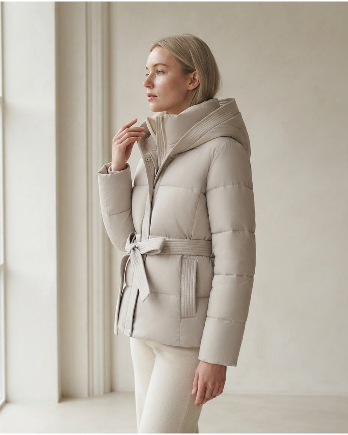 Eloise | Hooded Knit-Trim Women's Quilted Jacket for Winter