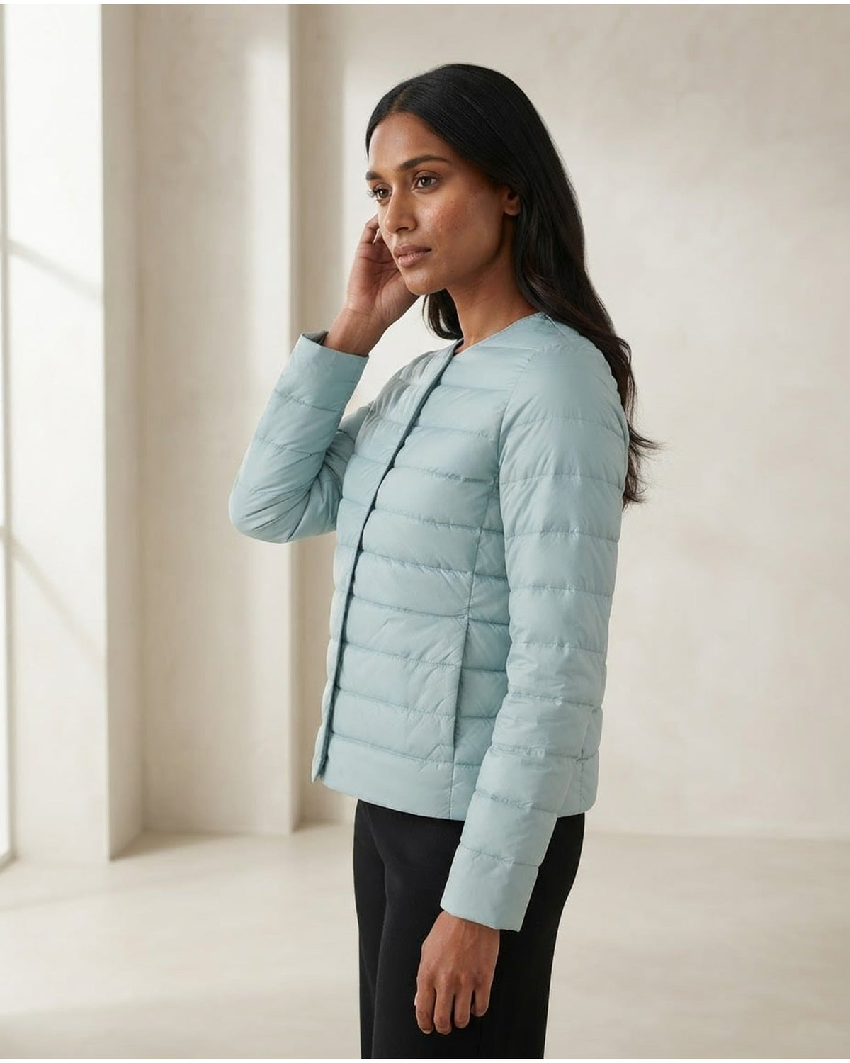 Maya | Cropped Collarless Women's Quilted Jacket for Winter