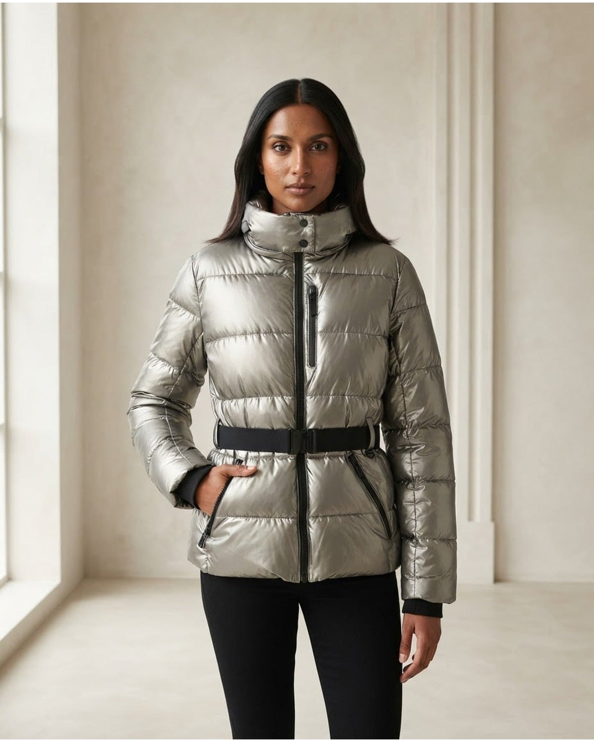 Fiona | Cinched-Waist Stand-Collar Women's Quilted Jacket for Winter