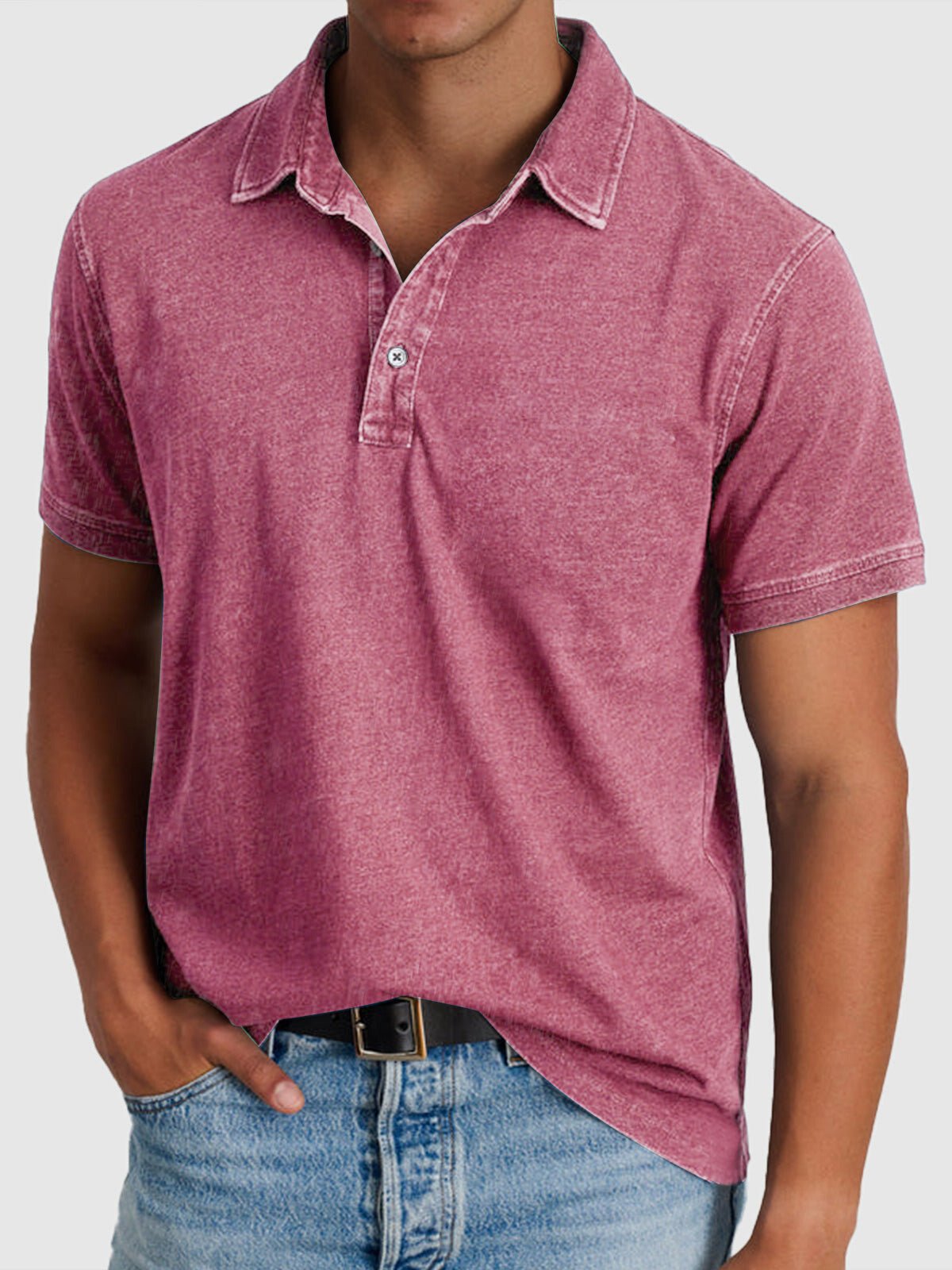 Angus | Cotton Denim Short Sleeve Polo