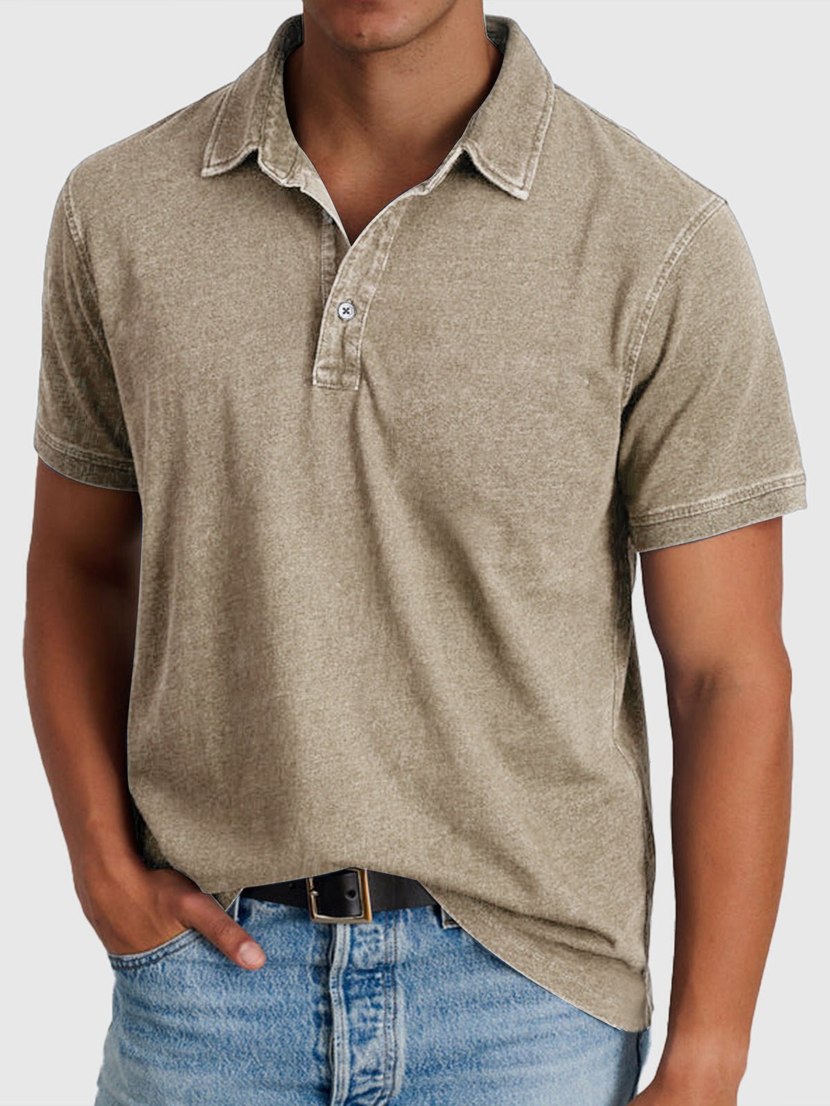 Angus | Cotton Denim Short Sleeve Polo