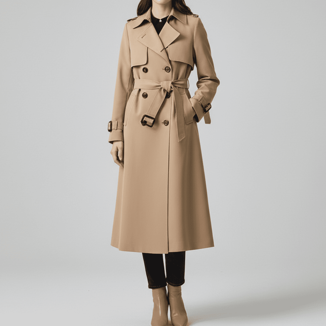 Marisande | Double-Button Plaid-Lined Women's Trench Coat for Fall