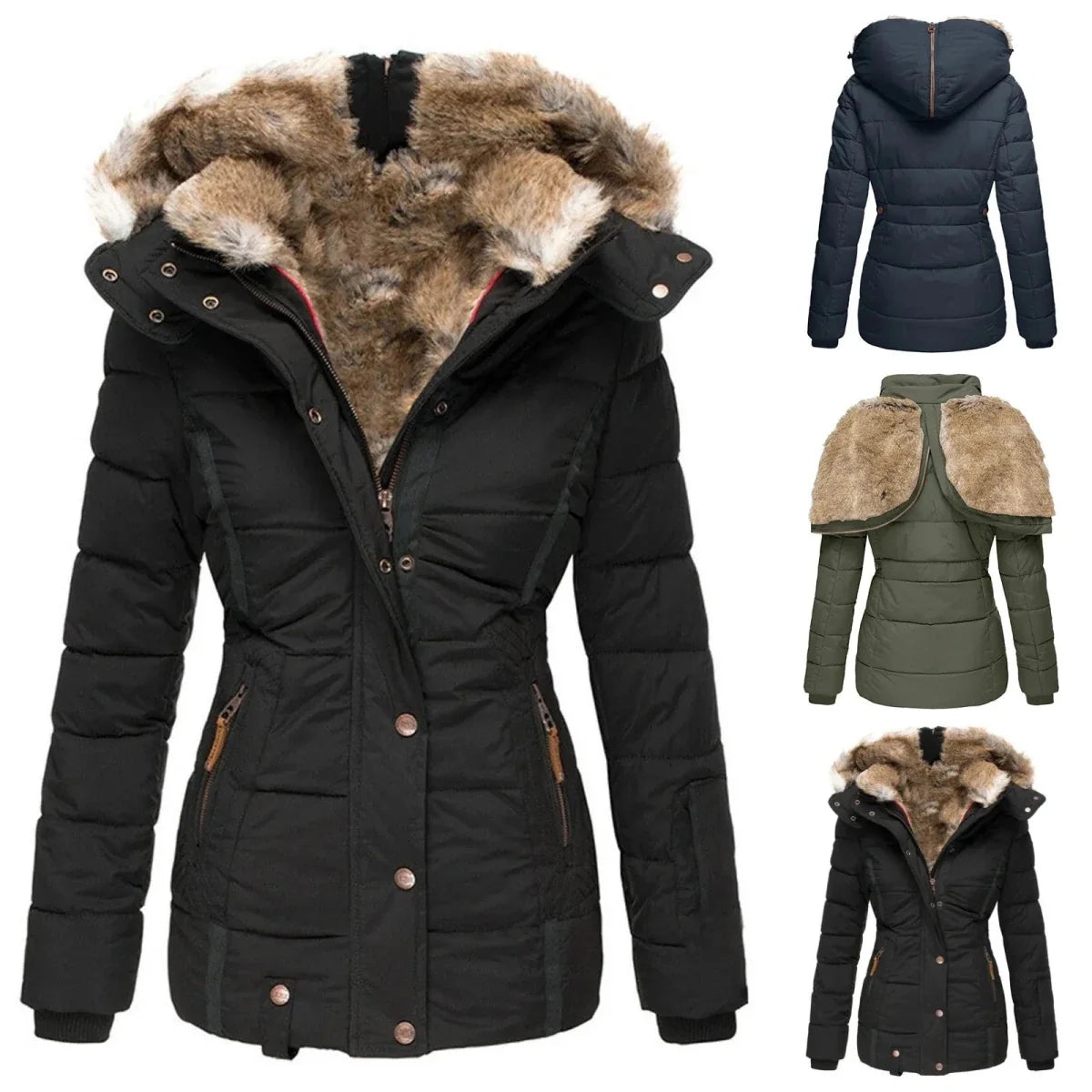 Liana | Down-Puffer Faux Fur-Hood Women's Winter Jacket for Cold-Weather