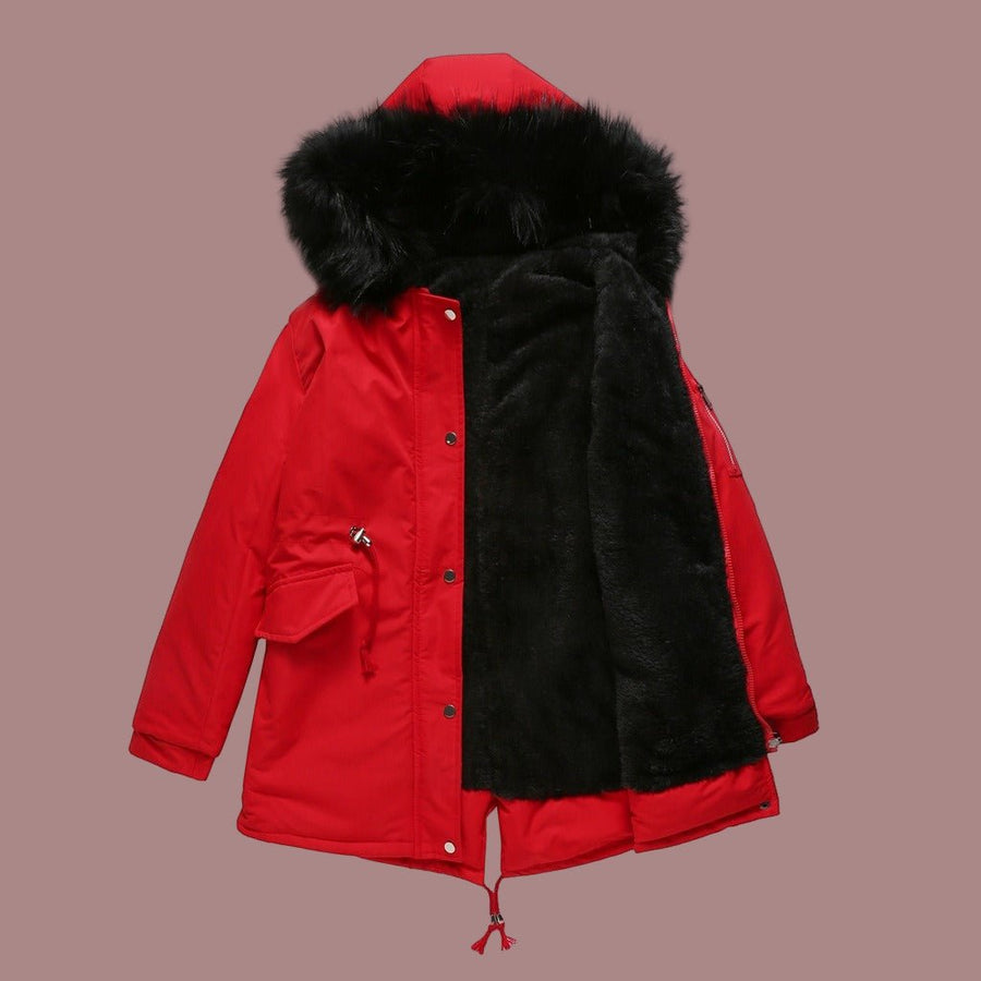 Liana | Faux Fur-Hood Adjustable-Waist Women's Parka Coat for Winter