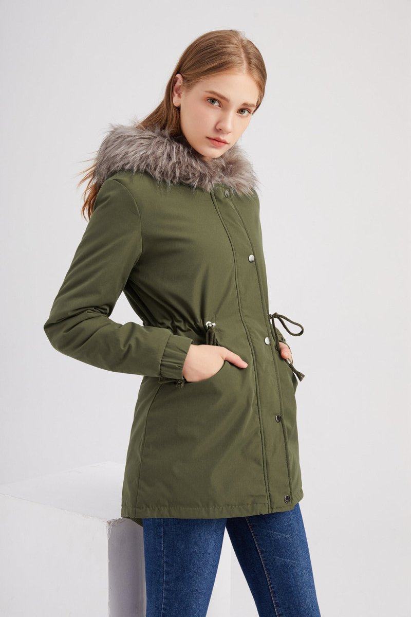 Liana | Faux Fur-Hood Adjustable-Waist Women's Parka Coat for Winter