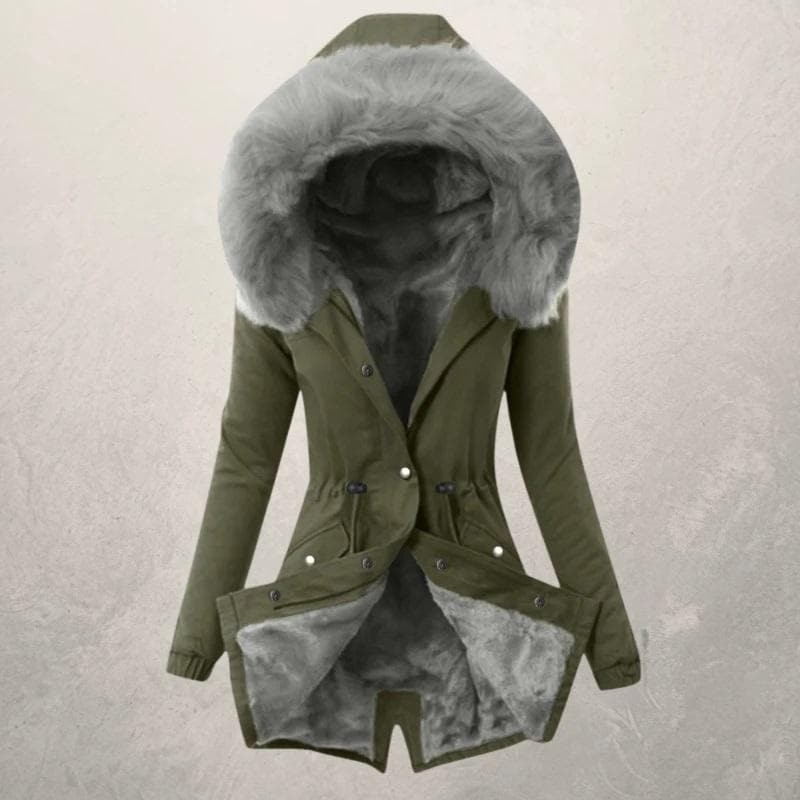 Thessaly | Faux Fur-Lined Button-Closure Women's Winter Jacket for Cold-Weather