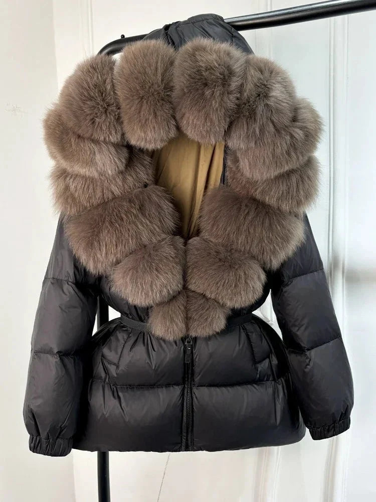 Perpetua | Fur-Hood Long-Silhouette Women's Winter Jacket for Cold-Weather
