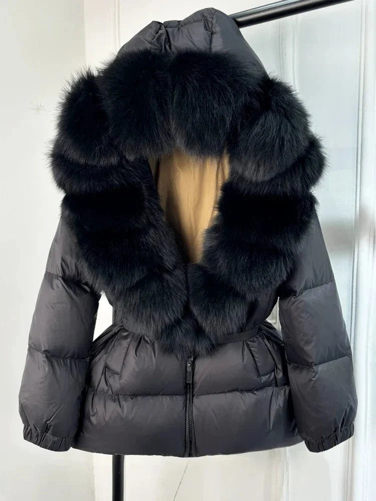 Perpetua | Fur-Hood Long-Silhouette Women's Winter Jacket for Cold-Weather