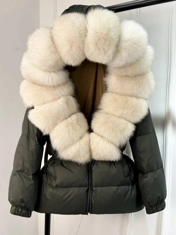 Perpetua | Fur-Hood Long-Silhouette Women's Winter Jacket for Cold-Weather