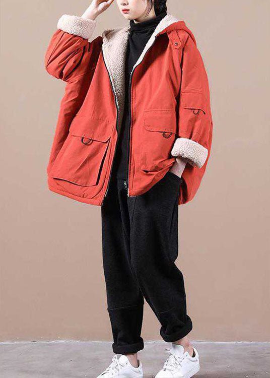 Tansy | Orange Zippered-Pocket Women's Winter Parka for Winter