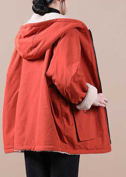 Tansy | Orange Zippered-Pocket Women's Winter Parka for Winter